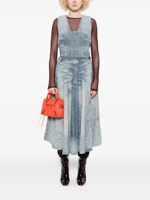 Diesel acid-wash logo-plaque denim midi A-line skirt - Blue - zdjęcie produktu nr 2