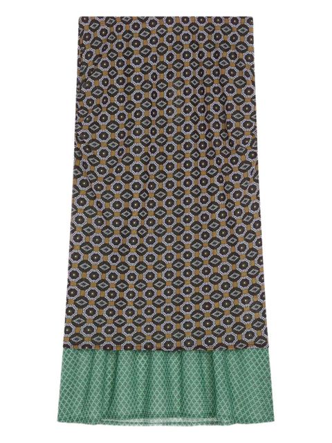 DRIES VAN NOTEN geometric-pattern ruffle-hem midi skirt - Brown - zdjęcie produktu nr 1