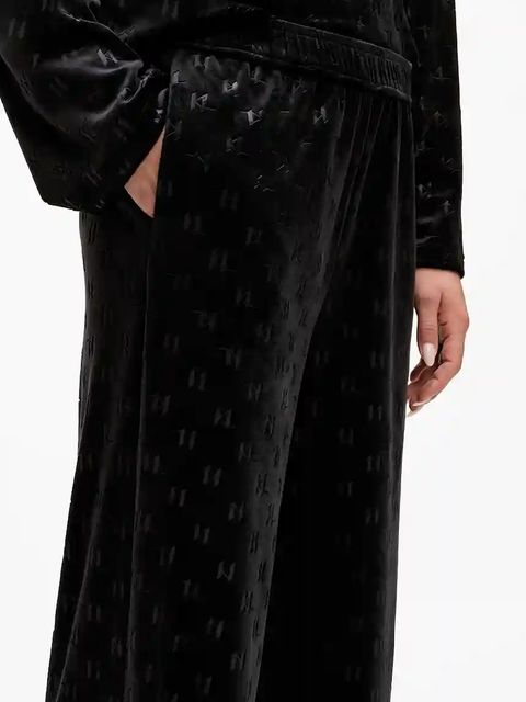 Karl Lagerfeld spodnie dresowe bawełniane damskie kolor czarny gładkie A4W44008