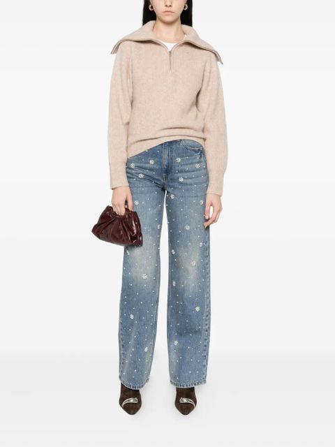 Maje floral-appliqué straight-leg jeans - Blue