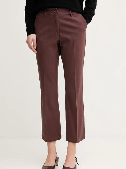 Sisley spodnie damskie kolor brązowy proste medium waist - zdjęcie produktu nr 1