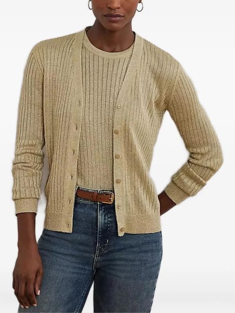 Lauren Ralph Lauren ribbed button cardigan - Neutrals - zdjęcie produktu nr 1