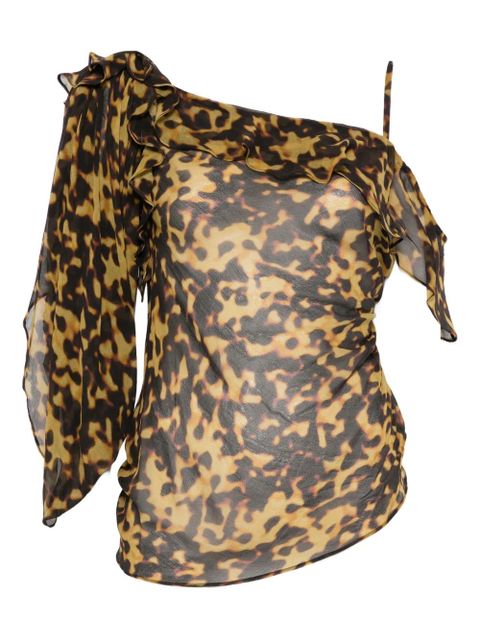 Christopher Esber ruffle-trimmed drape top - Brown - zdjęcie produktu nr 1