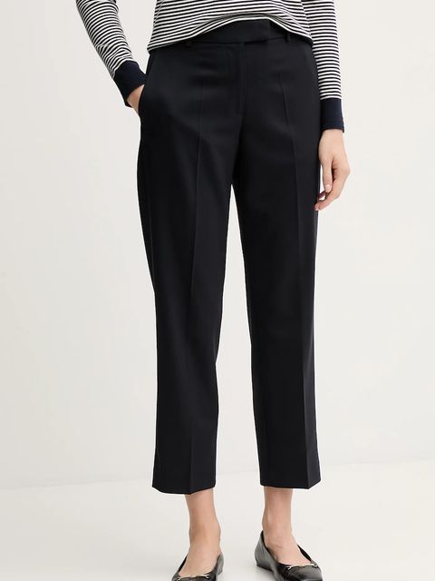 Tommy Hilfiger spodnie z dodatkiem wełny damskie kolor granatowy fason cygaretki high waist WW0WW48353 - zdjęcie produktu nr 1