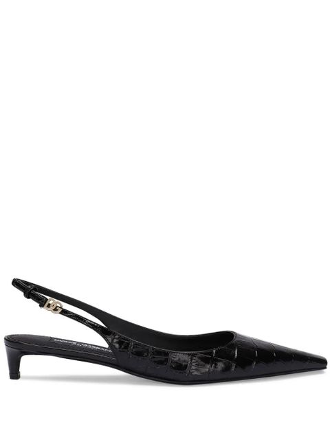 Dolce & Gabbana 30mm croc-effect slingback pumps - Black - zdjęcie produktu nr 1