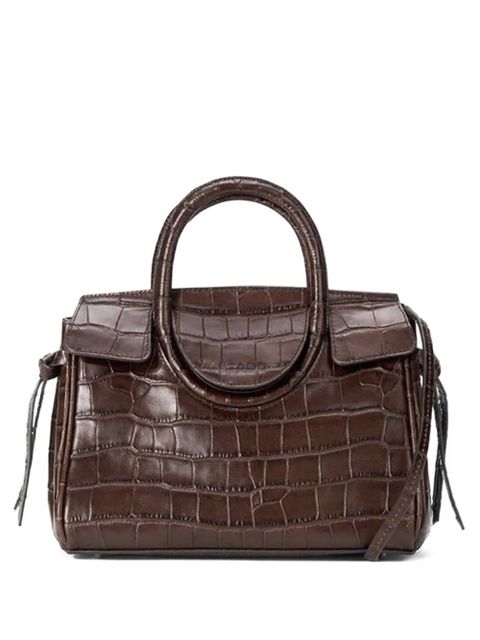 STAUD Mini Maude Carryall handle croc-effect tote bag - Brown - zdjęcie produktu nr 1