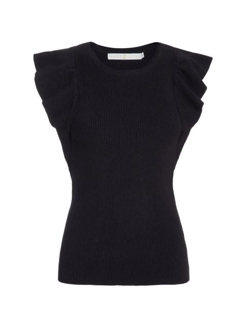Marie Oliver Rory ruffle-trim ribbed top - Black - zdjęcie produktu nr 1