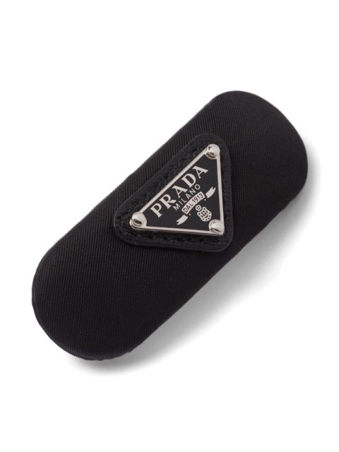 Prada enamel-logo hair clip - Black