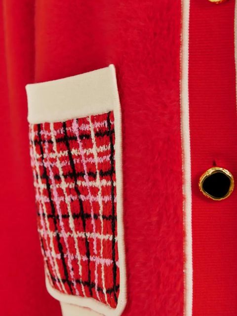 Essentiel Antwerp tweed-collar patch-pocket cardigan - Red - zdjęcie produktu nr 2