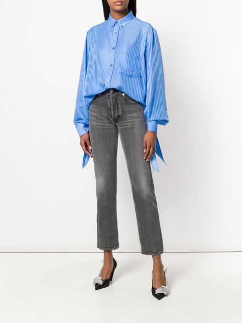 Balenciaga knot-detail striped shirt - Blue