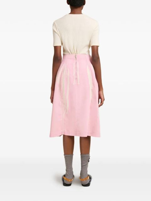 Marni stroke-print midi skirt - Pink