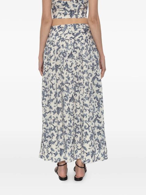 Posse Rue baroque-print maxi skirt - White