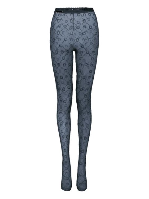 Marine Serre Moonogram-flocked mesh tights - Blue - zdjęcie produktu nr 1