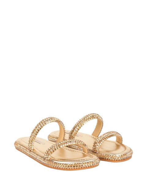 Casadei crystal-embellished double-strap sandals - Gold - zdjęcie produktu nr 2