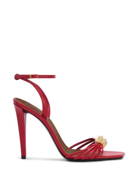 Giuseppe Zanotti Orchid square toe crystal brooch sandals - Red - zdjęcie produktu nr 1