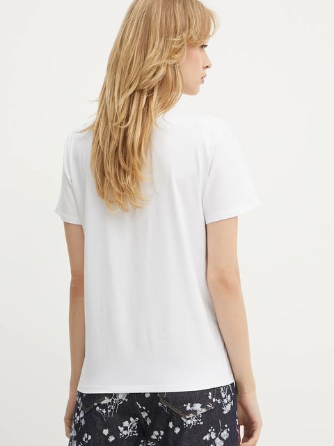 Karl Lagerfeld t-shirt bawełniany ELONGATED LOGO damski kolor biały A3W17102
