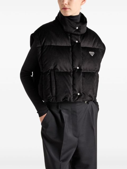 Prada convertible cropped puffer jacket - Black