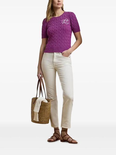 Lauren Ralph Lauren cable-knit short-sleeve sweater - Purple