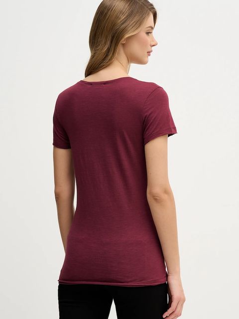 Sisley t-shirt damski kolor bordowy 3TNHL11A2 - zdjęcie produktu nr 2