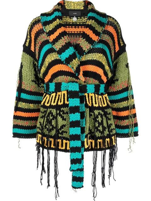 Alanui stripe-knit cardigan - Green - zdjęcie produktu nr 1