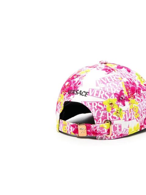 Versace floral-print embroidered-logo baseball cap - White