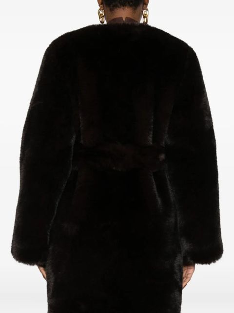 Cult Gaia belted faux-fur coat - Brown