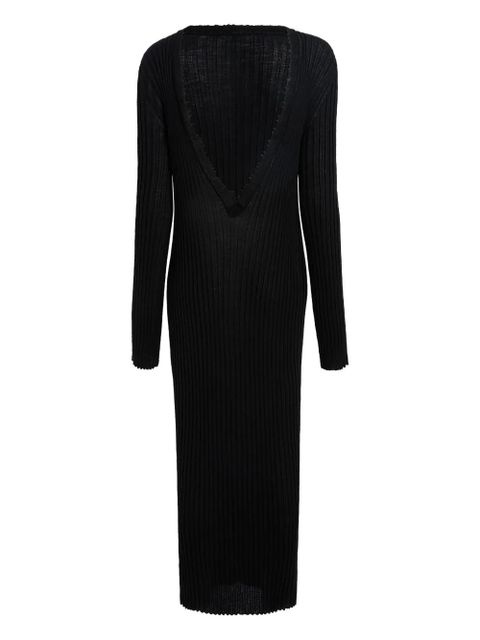 KHAITE ribbed open-back midi dress - Black