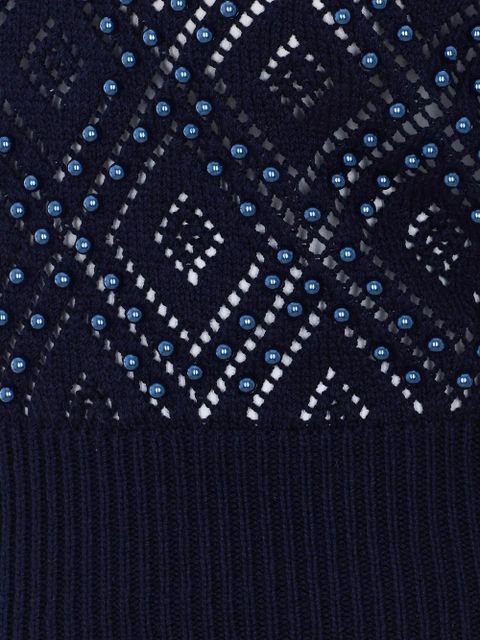 TWINSET pearl-embellished knitted T-shirt - Blue