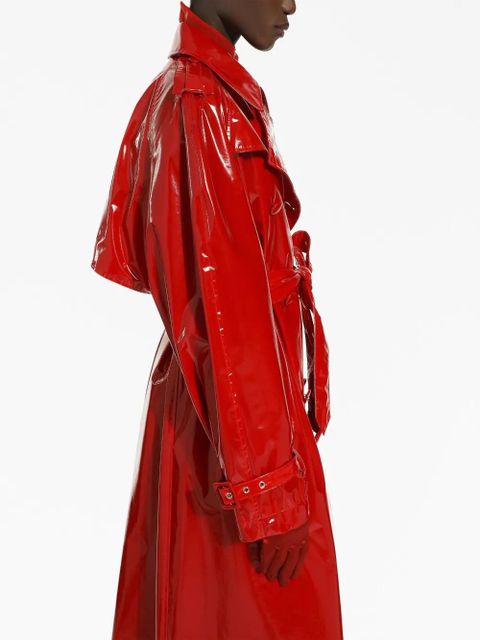 Dolce & Gabbana storm-flap patent trench coat - Red
