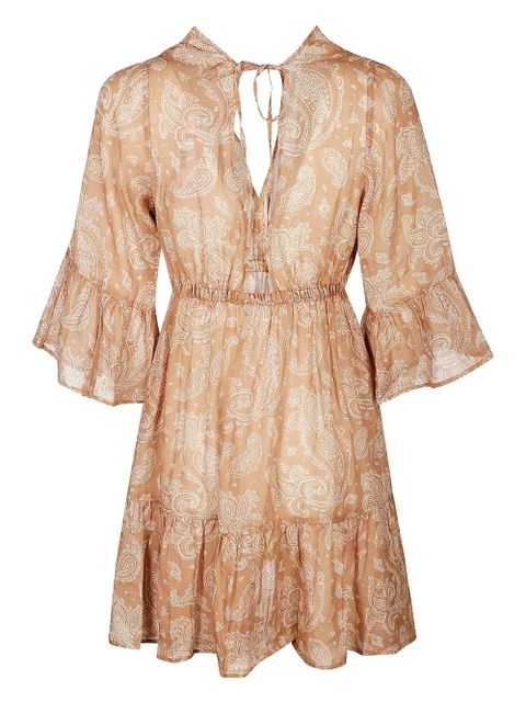 MC2 Saint Barth paisley-print ruffled dress - Brown - zdjęcie produktu nr 2