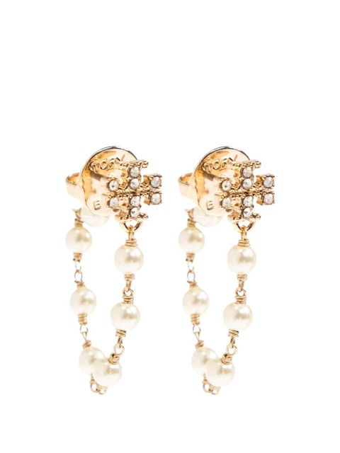 Tory Burch Moondance Pearl and Chain earrings - Gold - zdjęcie produktu nr 1