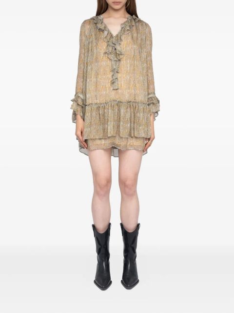 Zadig&Voltaire Ralice paisley ruffled mini dress - Neutrals
