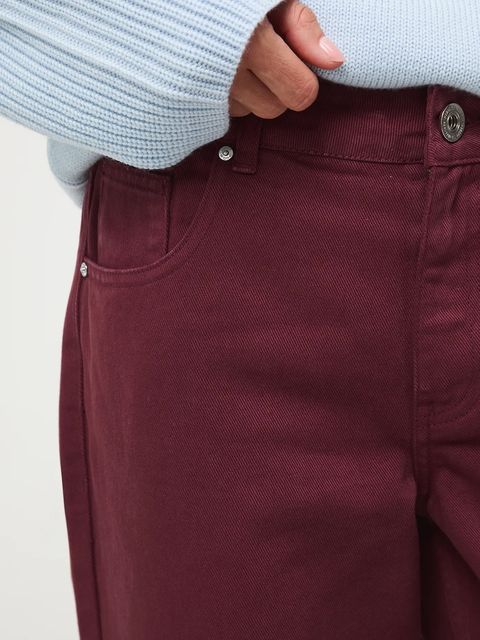 Medicine jeansy bawełniane damskie kolor bordowy - zdjęcie produktu nr 2