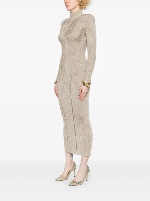 Self-Portrait lurex knitted maxi dress - Gold