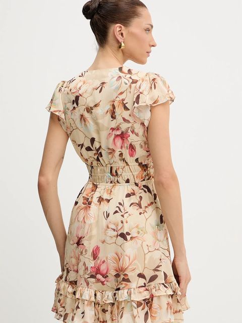 Guess sukienka BRIGIDA kolor beżowy mini rozkloszowana W3YK34 WDW82