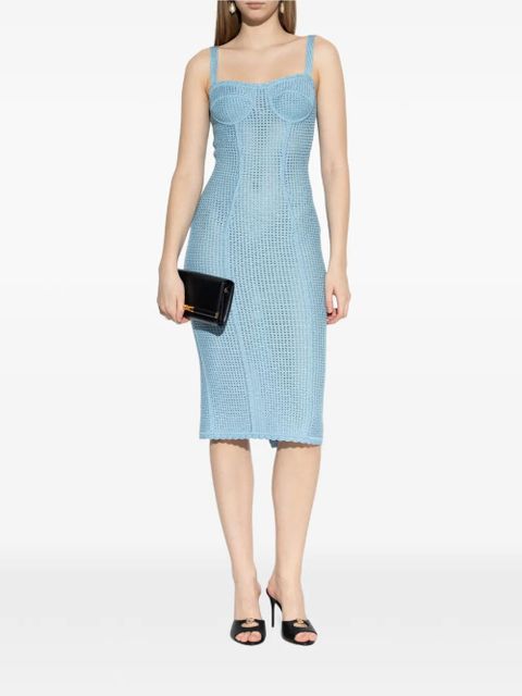 Dolce & Gabbana square-neck sleeveless midi dress - Blue
