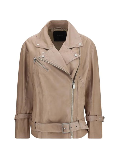 PINKO Candy belted leather jacket - Neutrals - zdjęcie produktu nr 1
