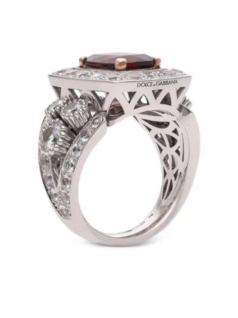 Dolce & Gabbana 18kt gold Eleganza garnet and sapphires ring - Silver