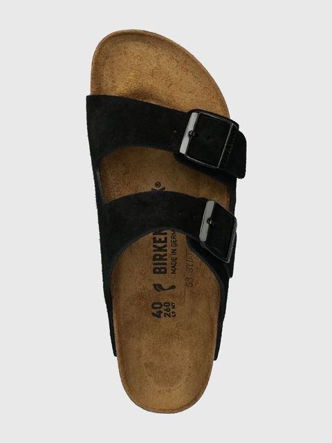 Birkenstock klapki zamszowe Arizona damskie kolor czarny 1027164
