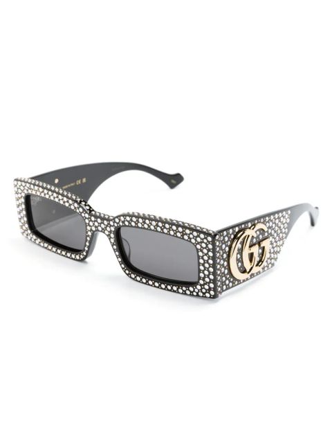 Gucci Eyewear embellished rectangle-frame sunglasses - Black - zdjęcie produktu nr 2