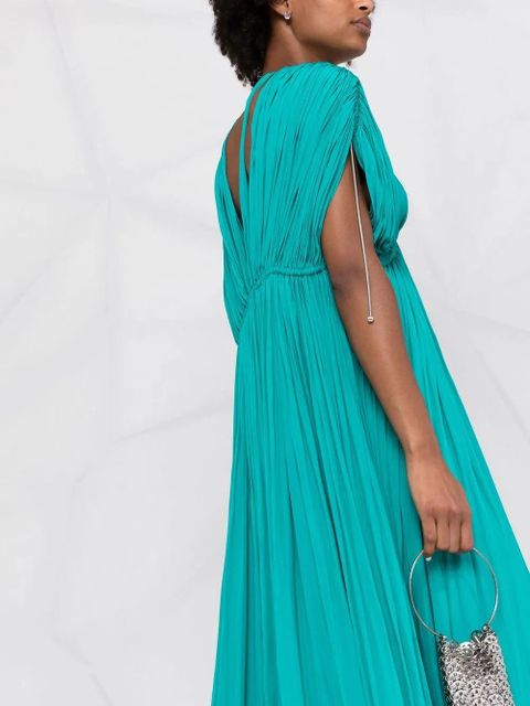 Lanvin gathered-detail V-neck dress - Blue