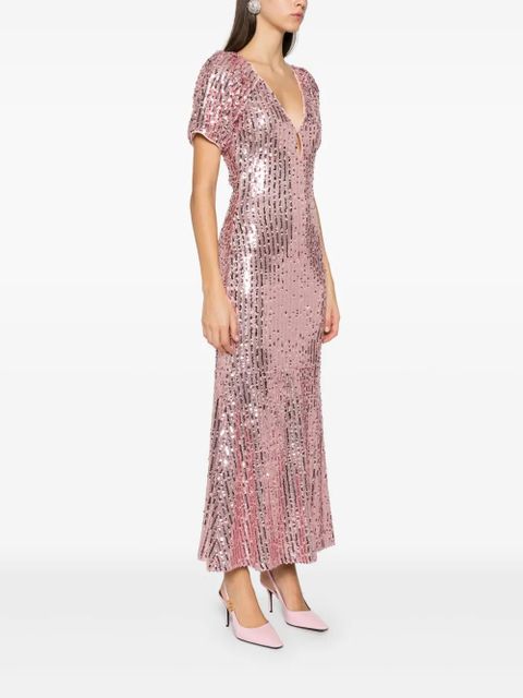 ROTATE BIRGER CHRISTENSEN sequin-embellished V-neck midi dress - Pink