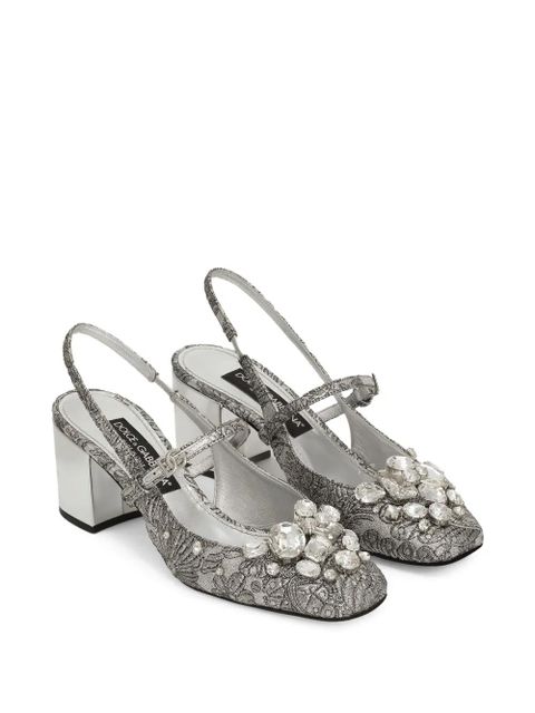 Dolce & Gabbana 60mm embroidery slingback pumps - Silver - zdjęcie produktu nr 2