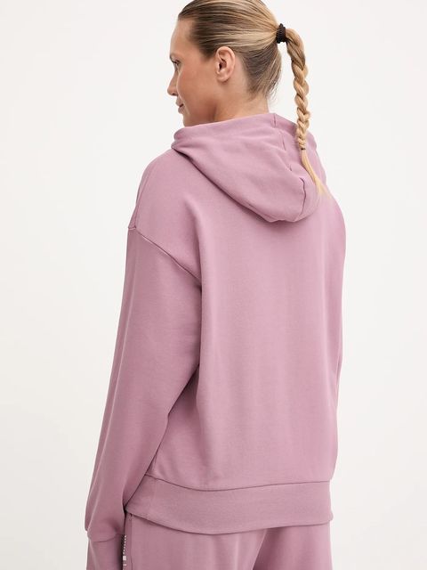 EA7 Emporio Armani bluza damska kolor różowy z kapturem z aplikacją AF12473.7W000417