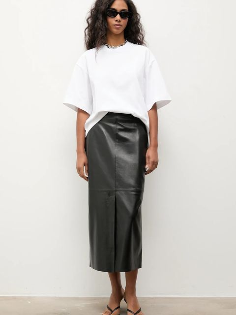 Answear.LAB spódnica z rozcięciem skórzana - zdjęcie produktu nr 1