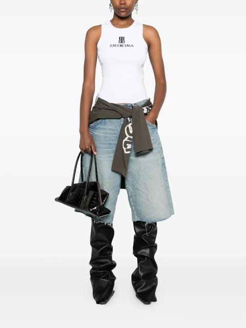 Balenciaga logo-intarsia sleeveless tank top - White