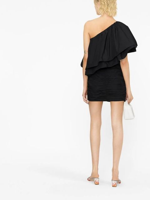 ROTATE BIRGER CHRISTENSEN Taft pleated one-shoulder minidress - Black - zdjęcie produktu nr 2