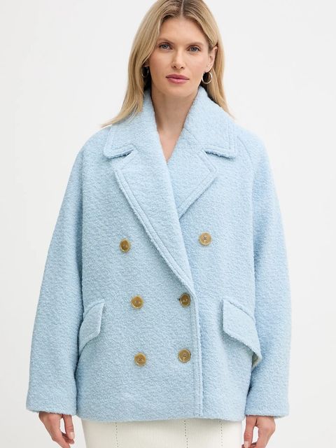 BOSS Orange płaszcz z dodatkiem wełny kolor niebieski 50548664 - zdjęcie produktu nr 1