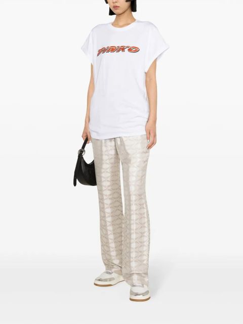 PINKO rhinestone-logo cotton T-shirt - White - zdjęcie produktu nr 2