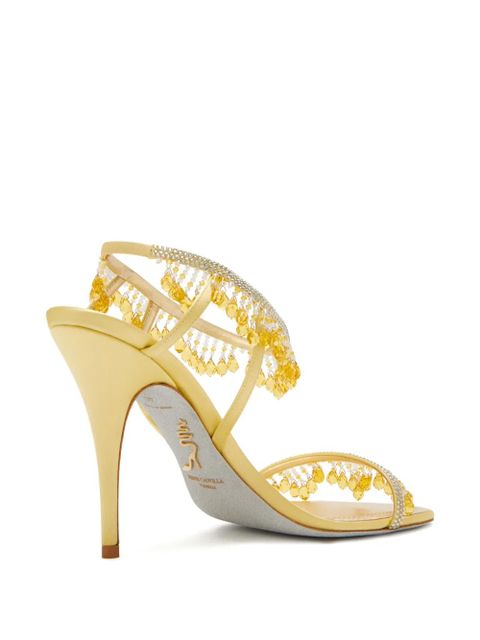 René Caovilla Jahanara beaded heeled sandals - Yellow